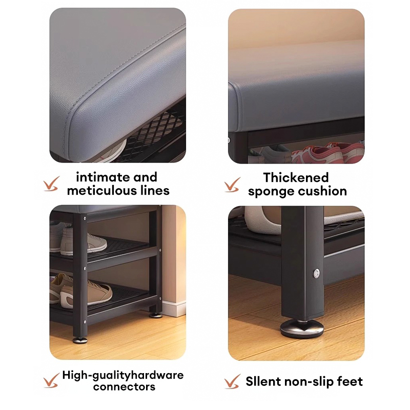 SPACEMADER Steel Shoe Rack Shoe Changing Stool Multifunction Sofa ...