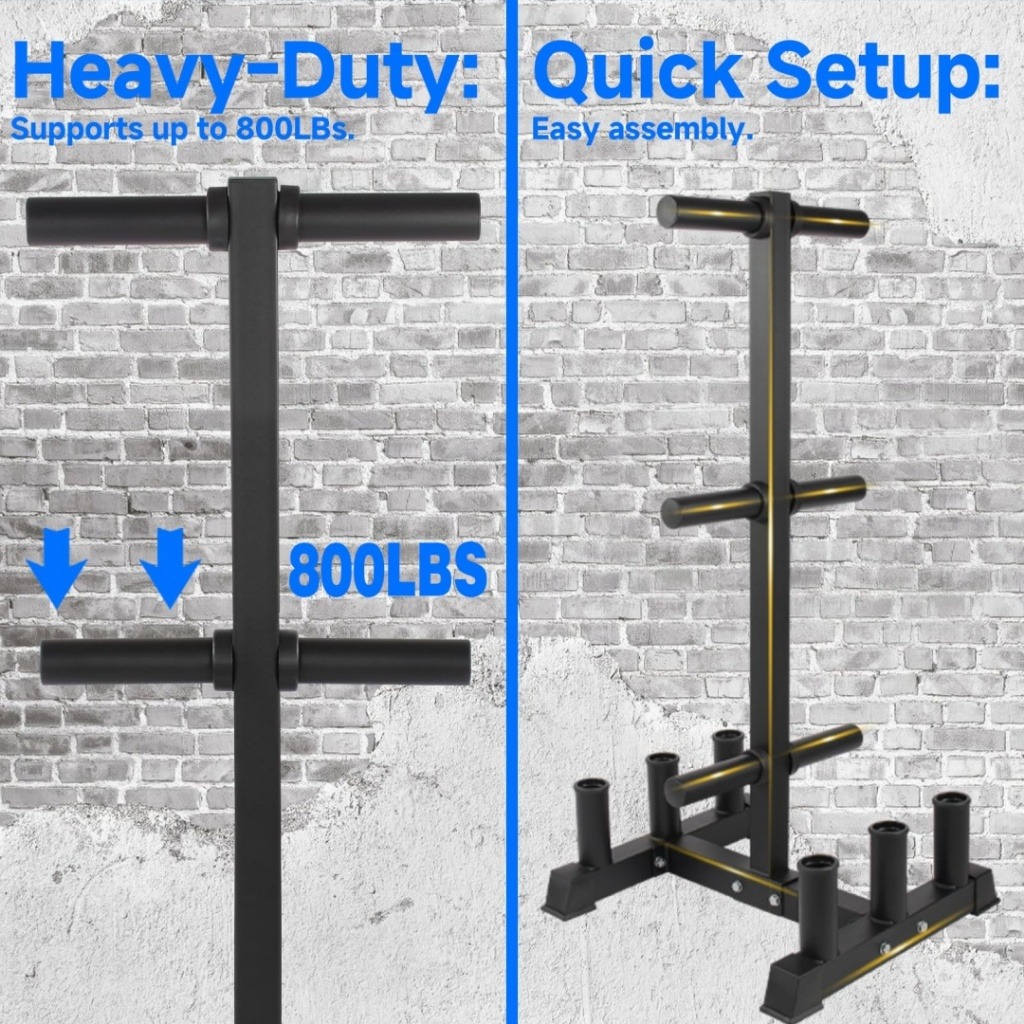 Olympic Plate Tree with Barbell Holder, 2inch 50mm Olympic Plate Rack ...
