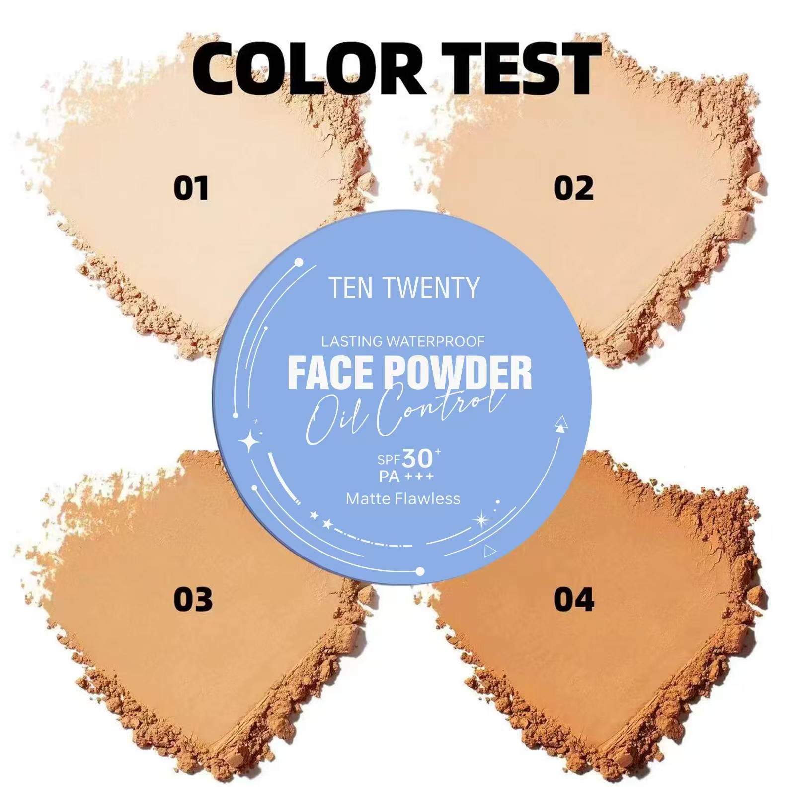 TEN TWENTY 4 colors Oil Control Matte Face PowderLon 912 g Lasting ...