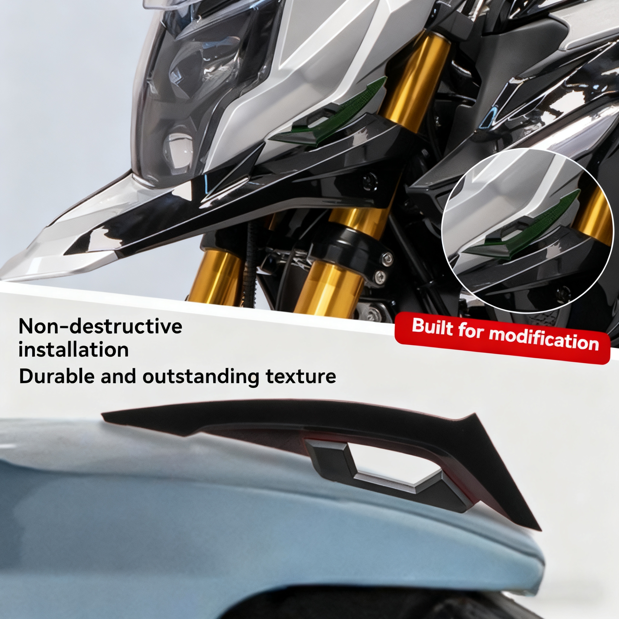 Universal Motorcycle Winglets - Shark Fin Stickers for Moto Scooter ...