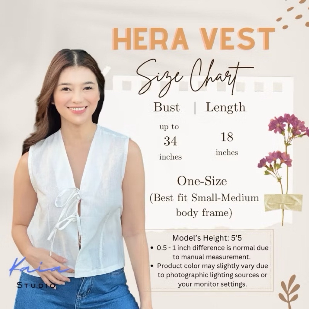 HERA VEST — V-Neck Front Ribbon Tie Sleeveless Coquette Style Linen ...