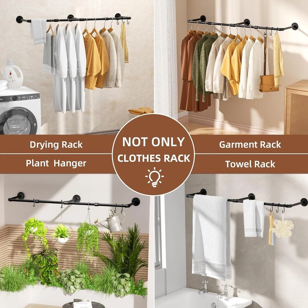 Metal Clothes Rack Wall-Mounted Hanger Sampayan Wall Clothes Drying ...