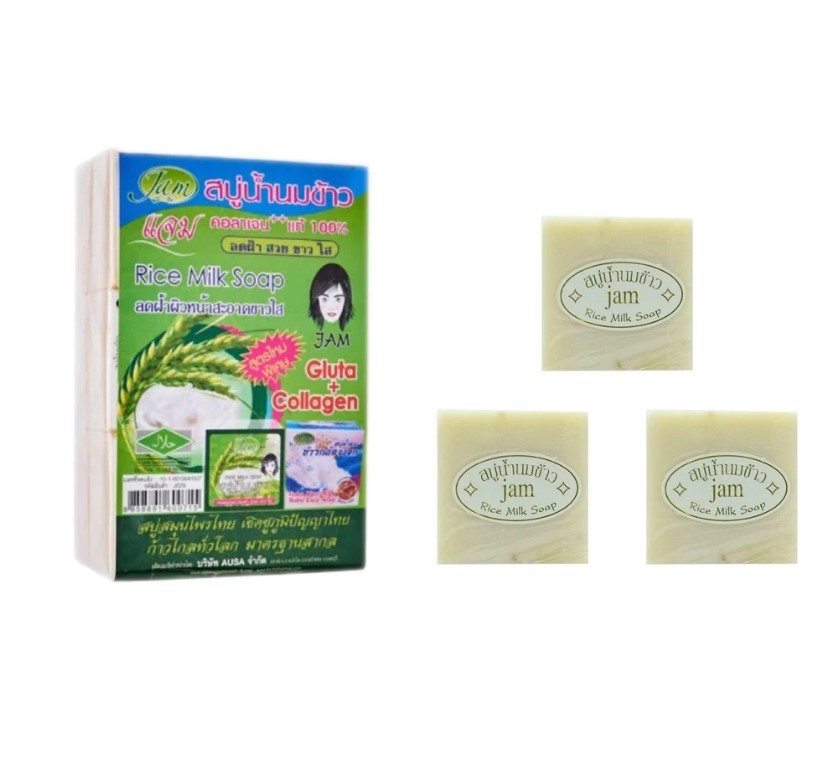 Original Jam Rice Milk Soap Gluta + Collagen Halal 60g Body Soap ...