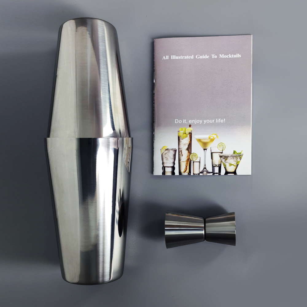 Ship Local 3Pcs 750/600ml Boston Cocktail Shaker With 15/30ml Jigger ...
