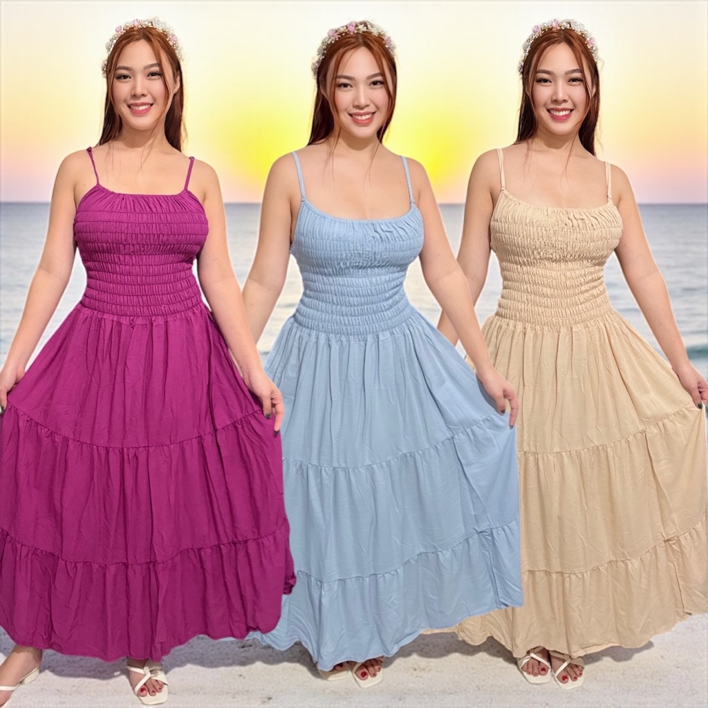 Reese dress S-2XL adjustable strap garterized smocked bust and waist ...