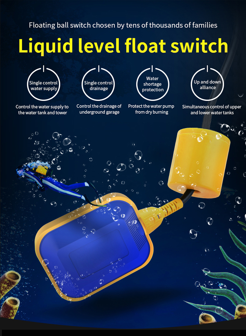 Cable Type Float Switch Liquid Fluid Water Level Controller Sensor ...