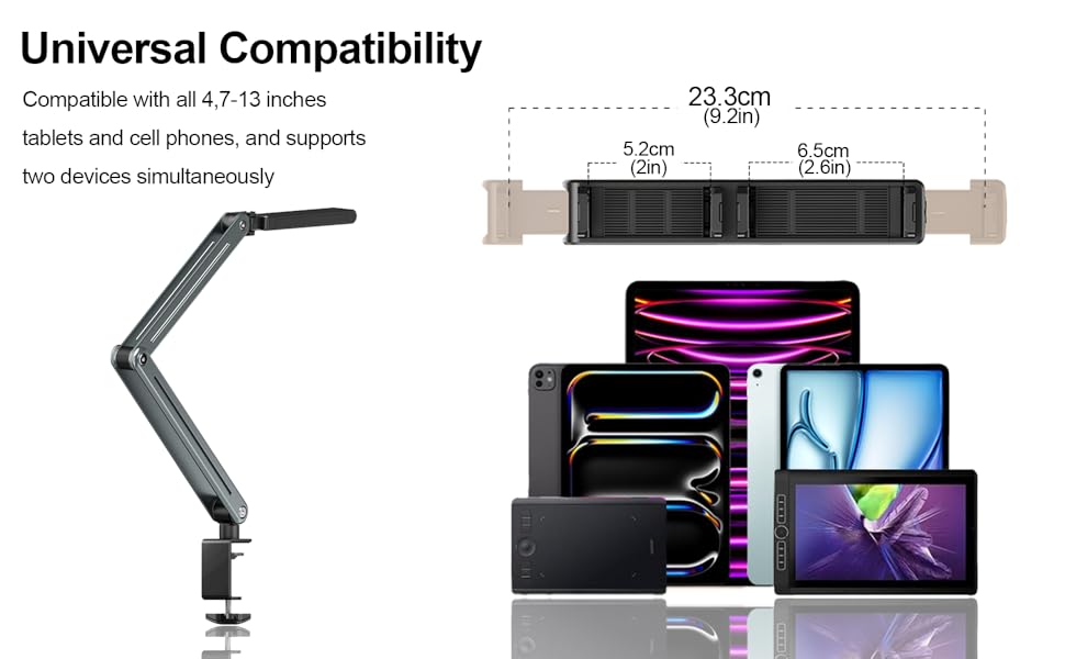 Meewoo Tablet Phone Stand 360 Rotating Long Arm Adjustable Aluminum ...