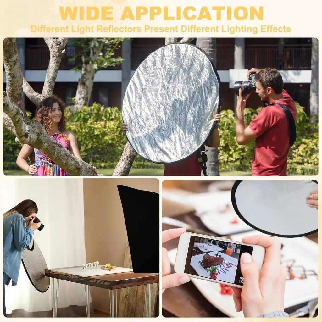 Reflector Photography 60cm Collapsible 2 in 1 Light Reflector with Bag ...