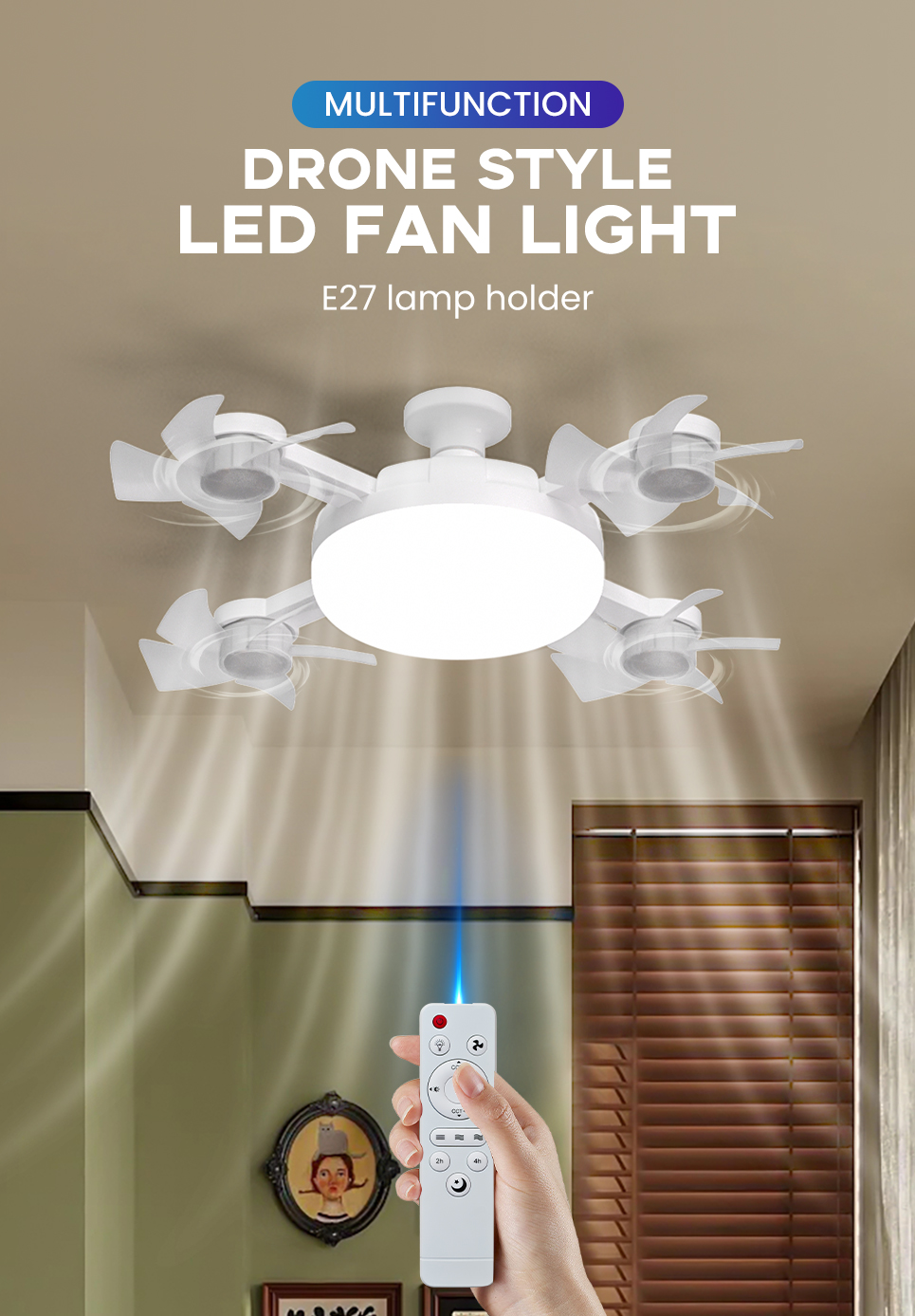 【2 Yrs Warranty】RONG RIVER 60W Ceiling Fan With Light Remote Control 2 ...