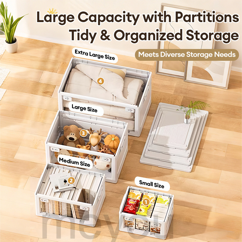MEYOU Foldable Storage Box Stackable Clothes Storage Transparent Snacks ...