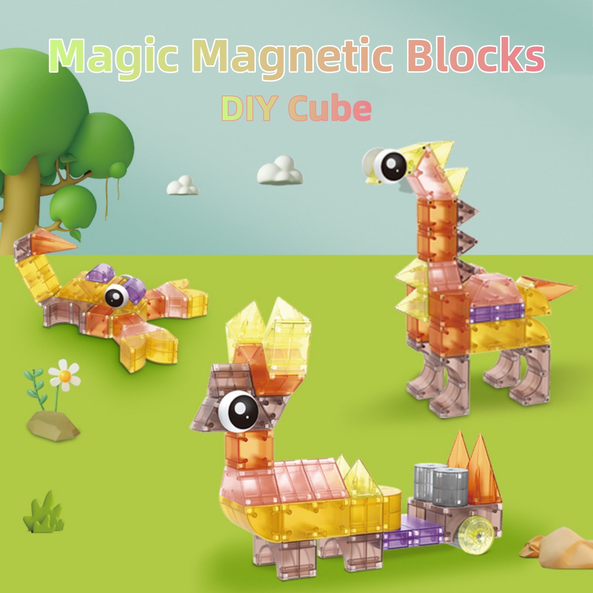 DIY 3D Building Puzzle Magnetic Building Cubes Magnetic Toys for Kids ...