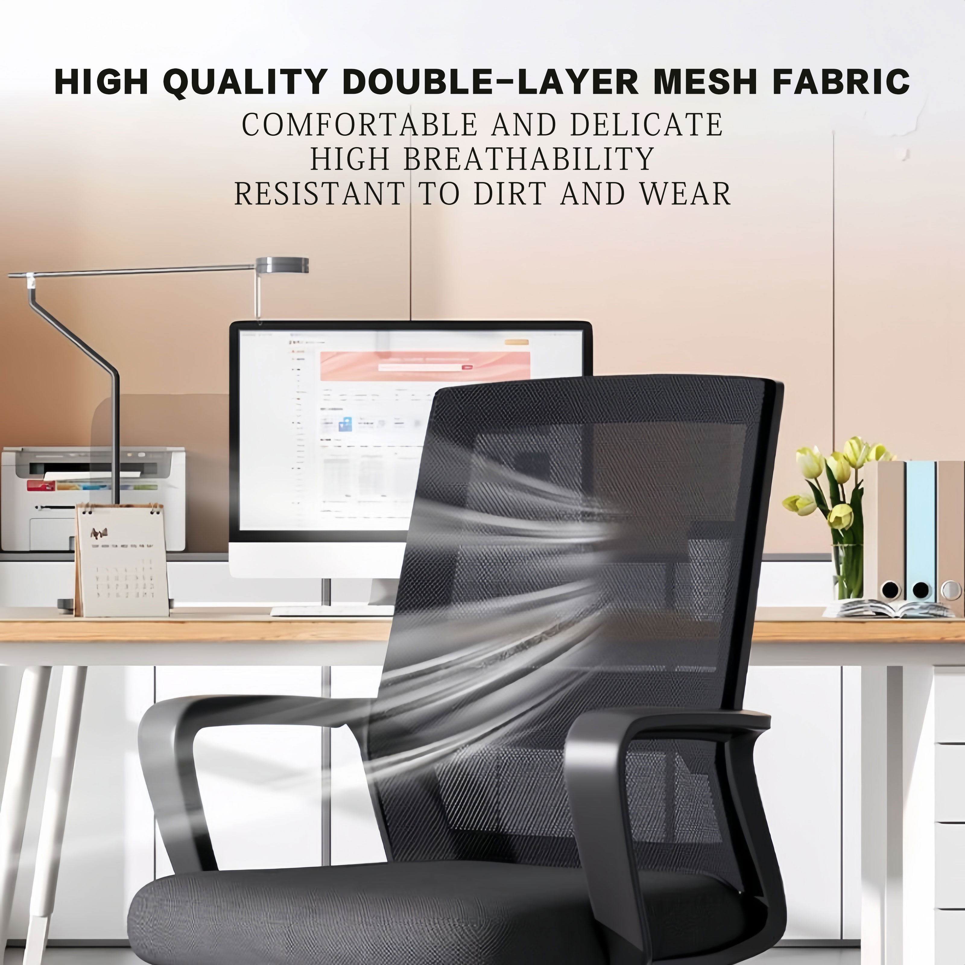 Computer office chair with ergonomic high backrest and rotating ...