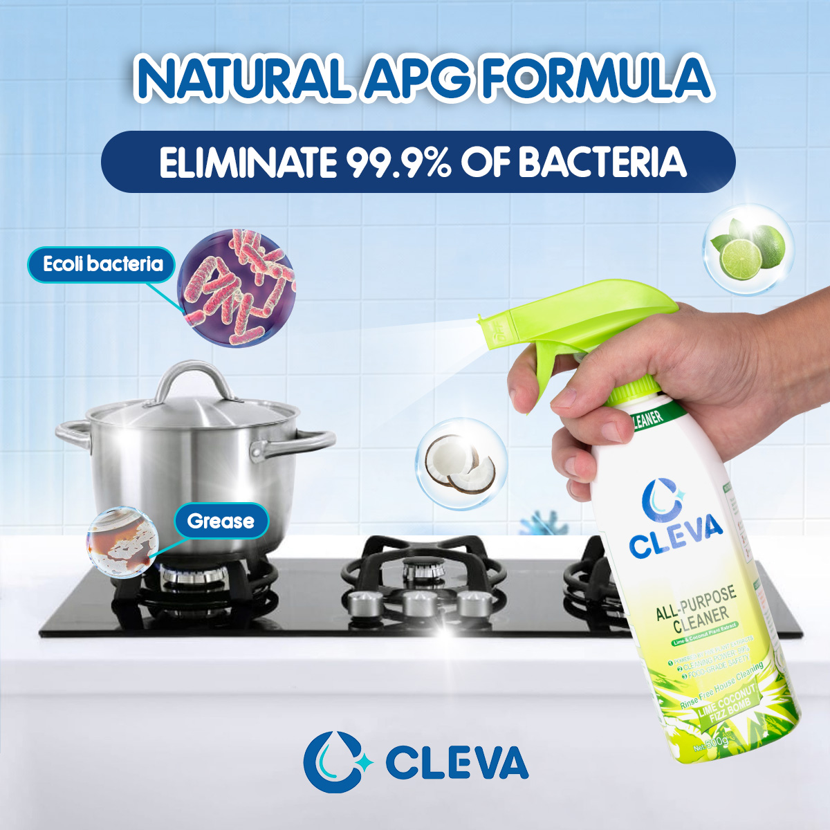All Purpose Cleaner CLEVA 500ML Oil Stain Cleaner Remover Eliminate ...