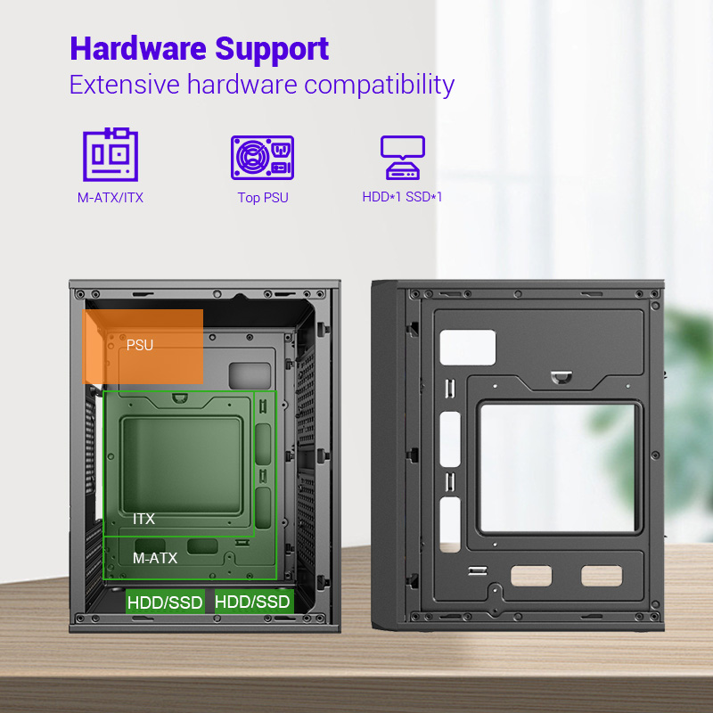 Esgaming CA04 Gaming Pc Case With Tempered Glass Black Micro ATX Case ...