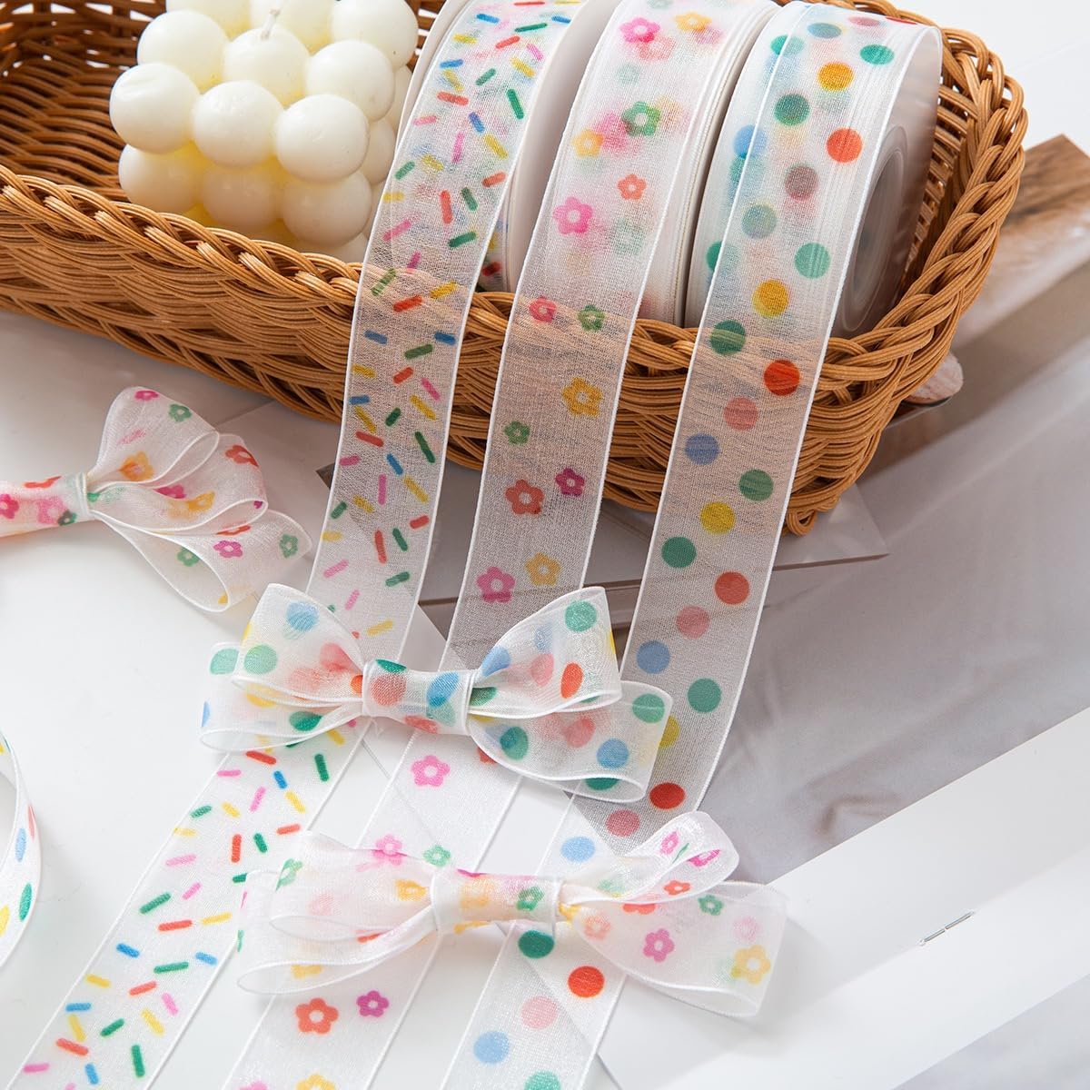 Super Cute Sheer Ribbon,Colorful Korean Ribbons,for Bouquet,Hair Bow ...