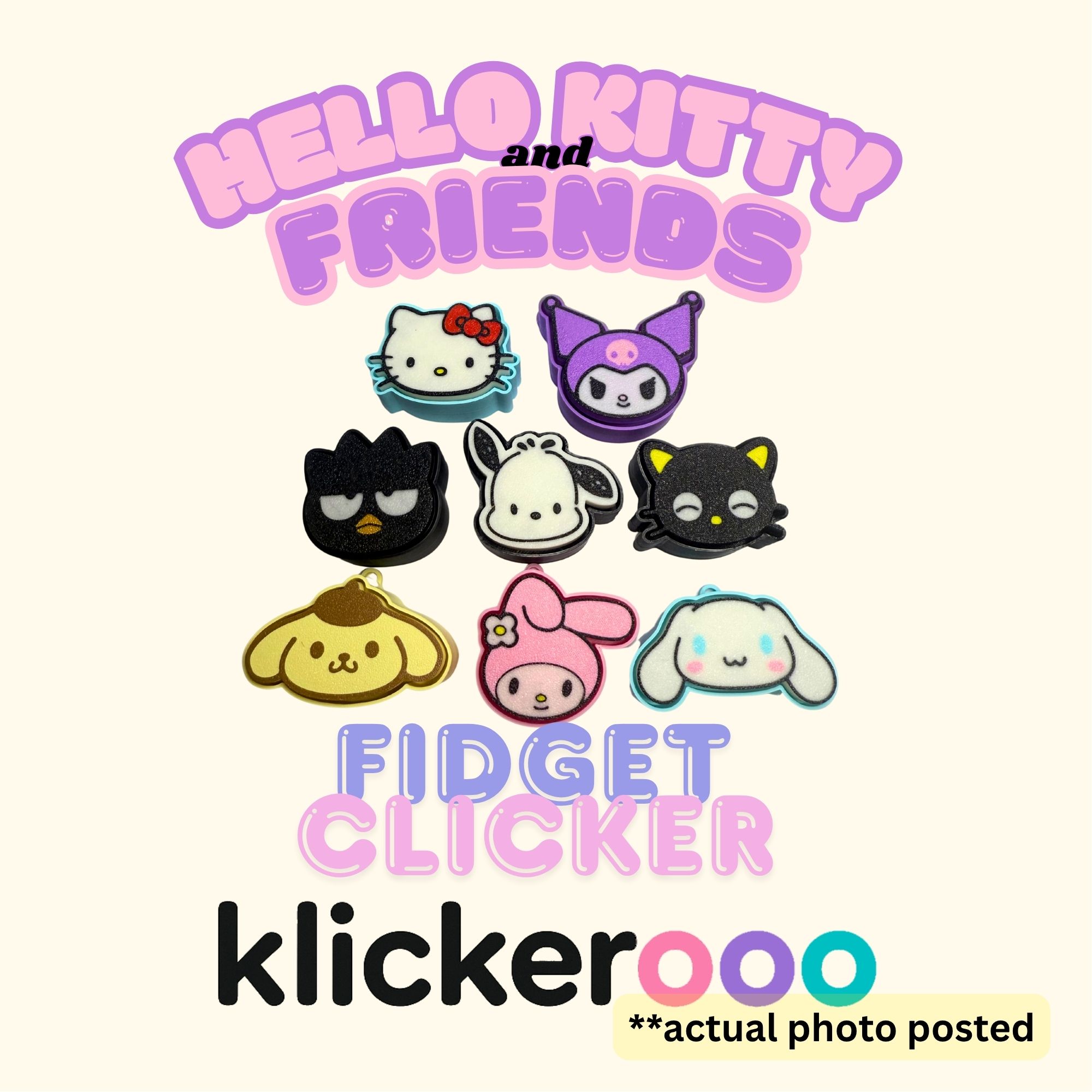 Klickerooo Sanrio Fidget Clicker Keychain - Hello Kitty, Cinnamoroll ...