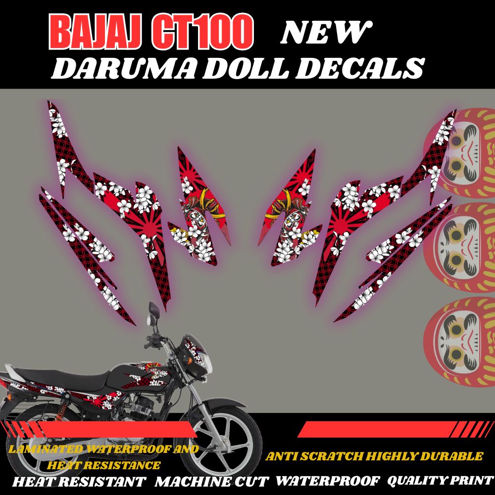DARUMA DOLL DECALS STICKER FOR BAJAJ CT100 MOTORCYCLE NEW DARUMA DESIGN ...