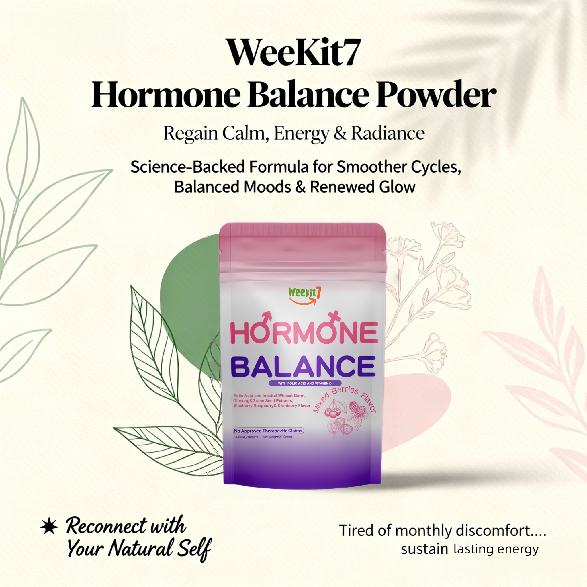 Weekit7 Hormone Balance powde Reduce stress folic antioxidant FDA ...