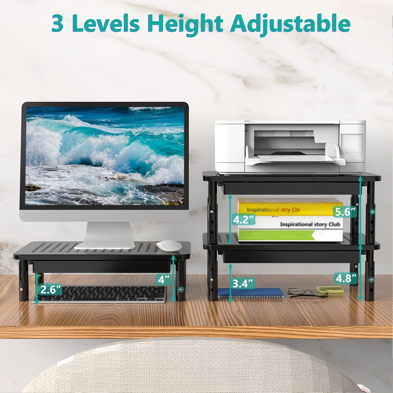 Monitor Stand with Storage Desk Monitor Riser with Airflow Vents Laptop ...