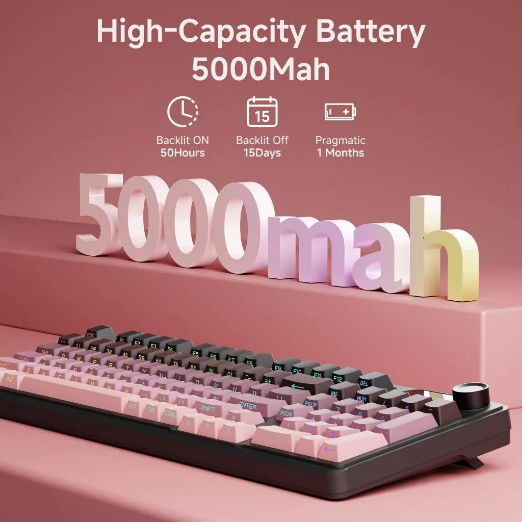 Zeus V102Pro 99-Key Membrane Gaming Keyboard Wireless Bluetooth Smart ...