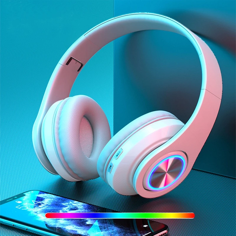 Wireless Bluetooth Headphone Colored LED Lights Gaming Headset With Mic ...