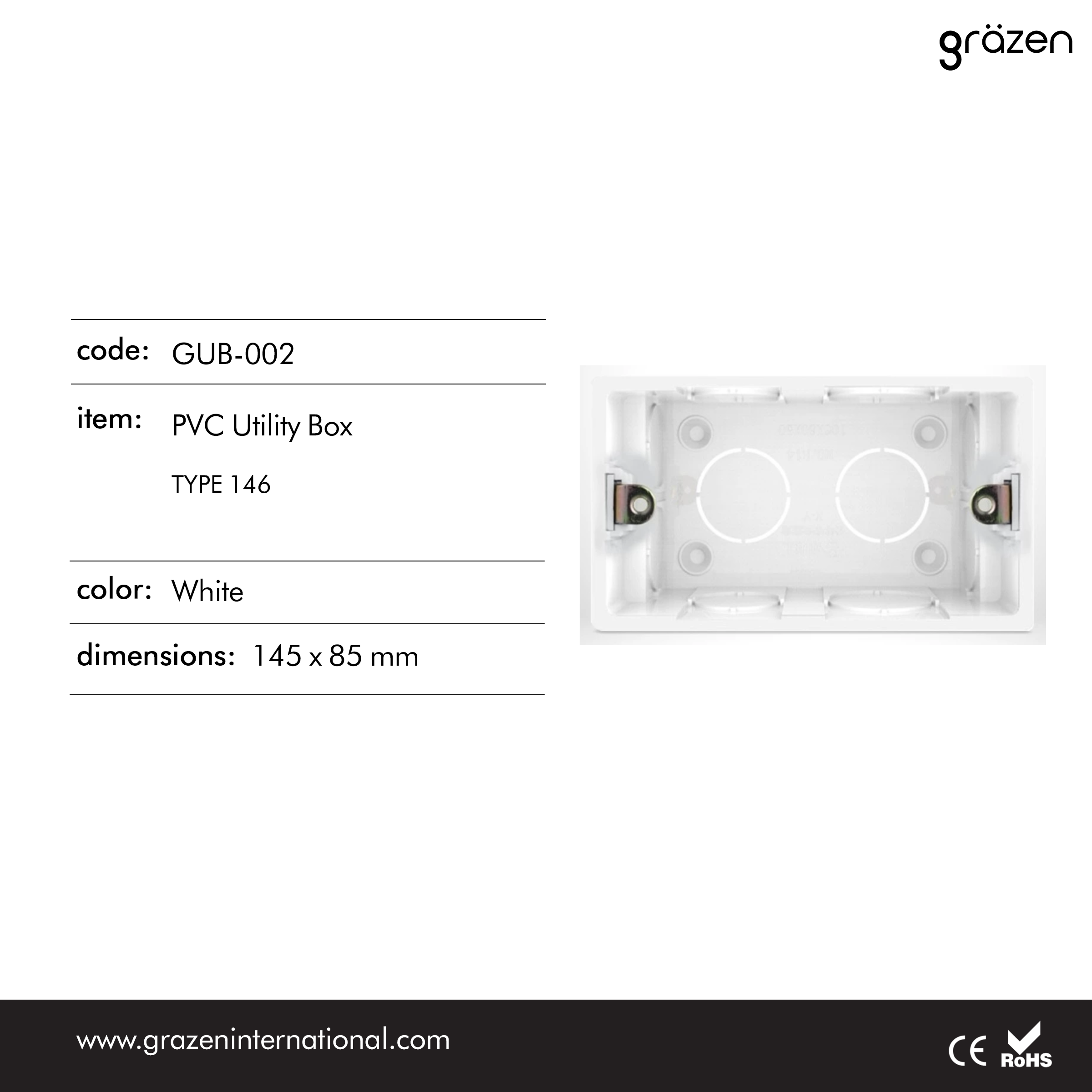 GRAZEN PVC Utility Square Box for Square Switch and Outlet Type 86 Type ...