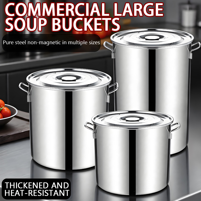 Thickened Food Grade Stainless Steel Soup Pail Anti-Rust Leak-Proof ...