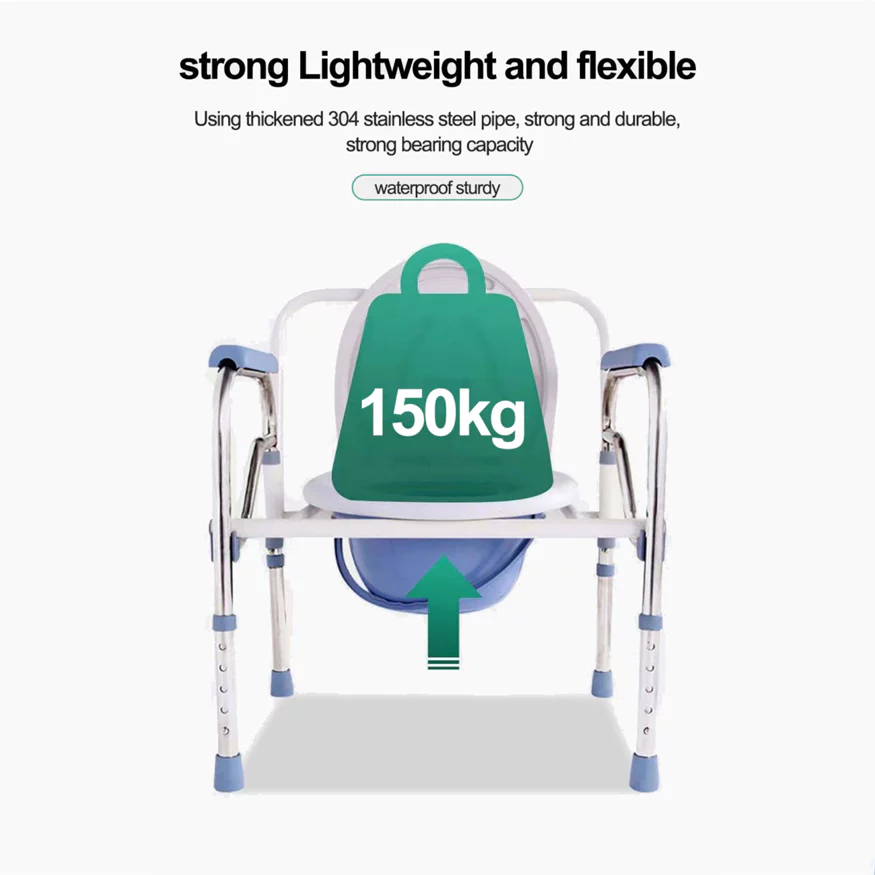 Foldable Commode Chair 200KG - Height Adjustable Stainless Steel ...