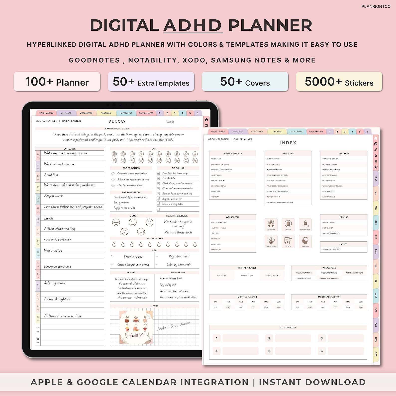 Undated Digital Planner, ADHD Digital Planner, GoodNotes Planner ...