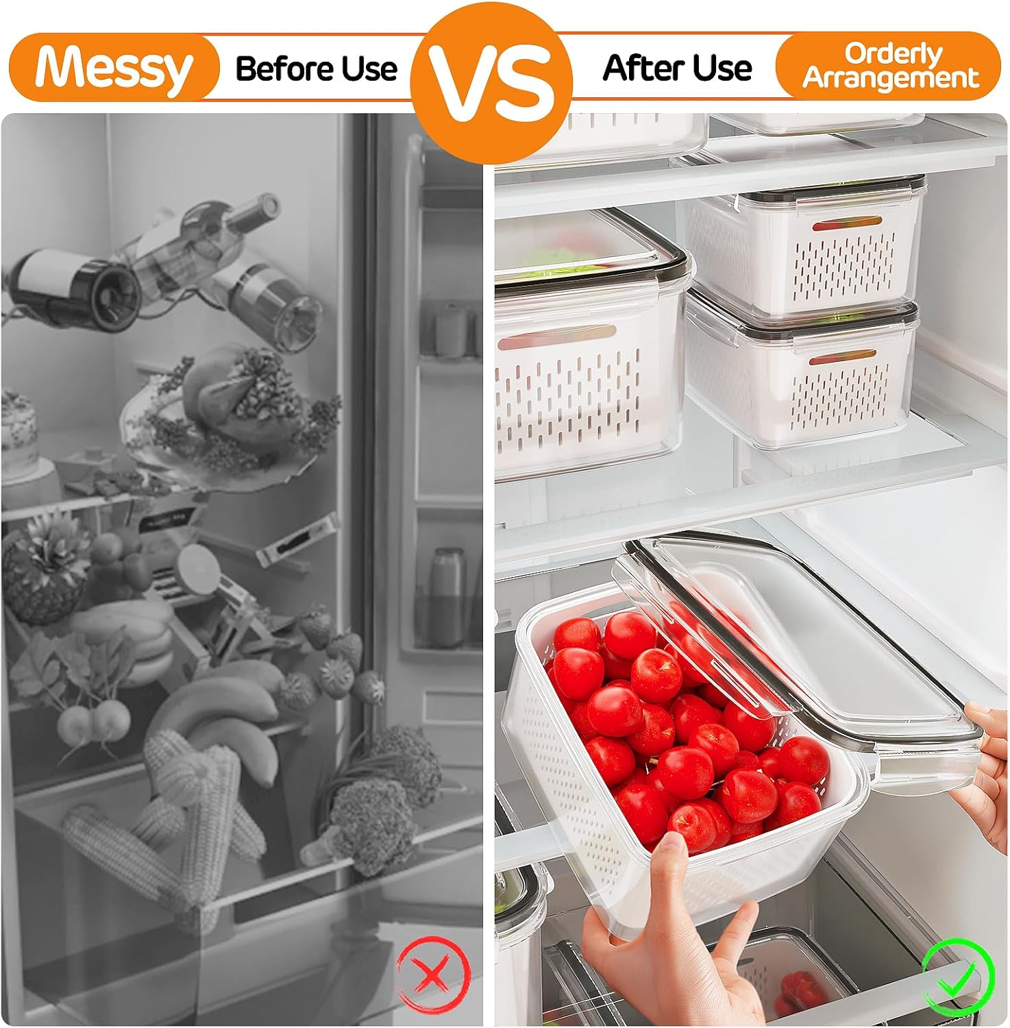 YOICE 2in1 Fridge Organizer Food Storage Stackable Sealing Cap Ref ...