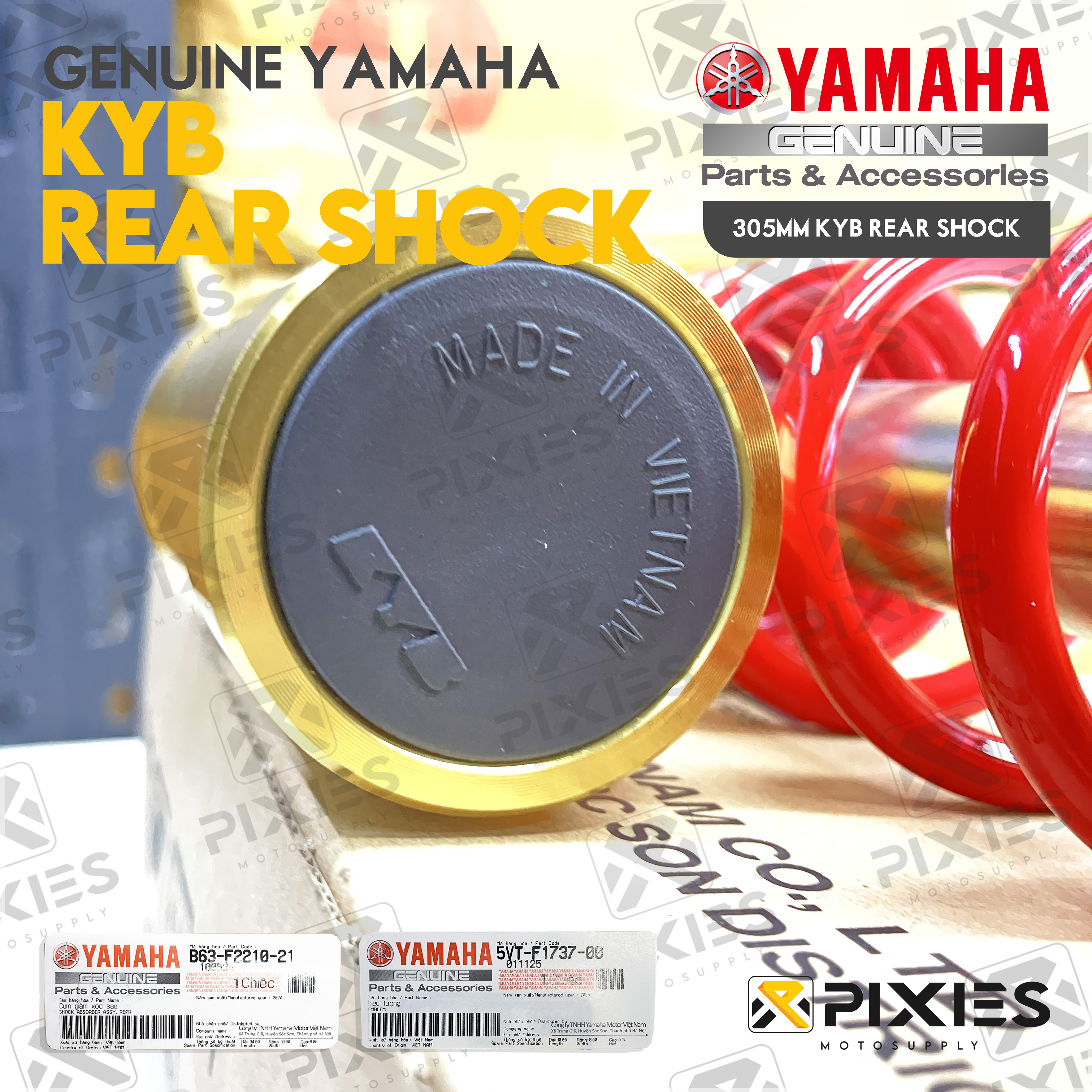 YAMAHA GENUINE REAR SHOCK ORIGINAL KYB FOR AEROX V1 / V2 / V3 & NMAX V1 ...