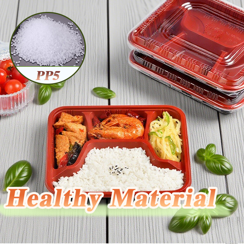 100PCS Disposable Bento Box With Lid 2/3/4 Grid Partition Food Grade ...