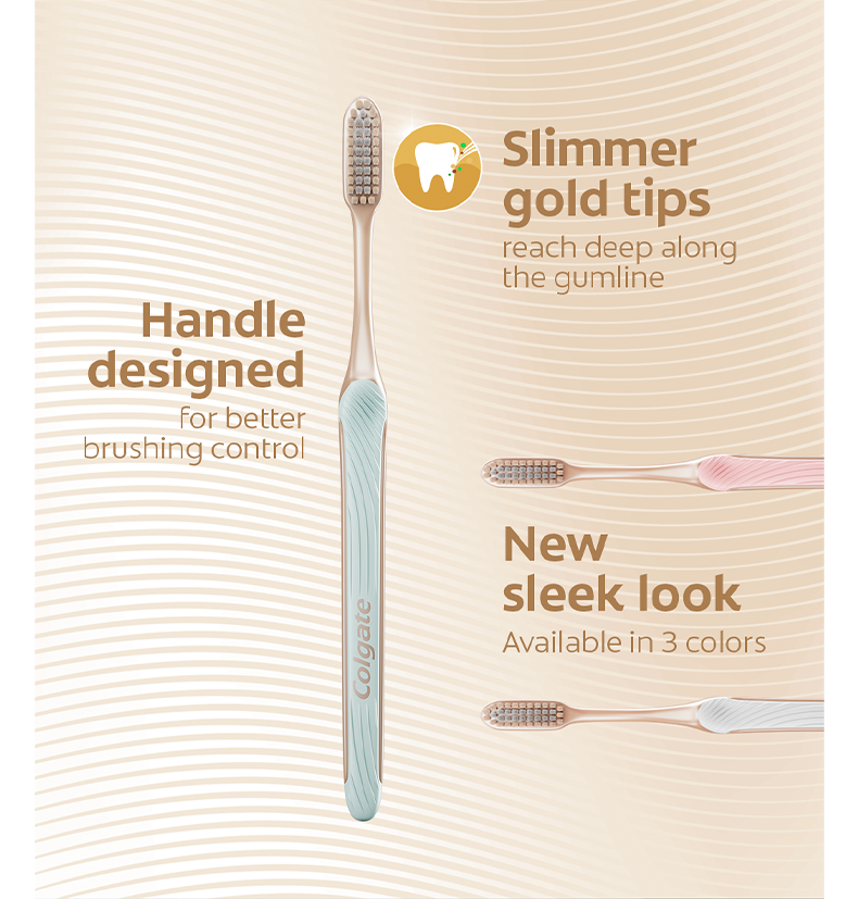 Colgate SlimSoft Toothbrush - Gold Anti-Bacterial Bristles, Ultra Soft ...