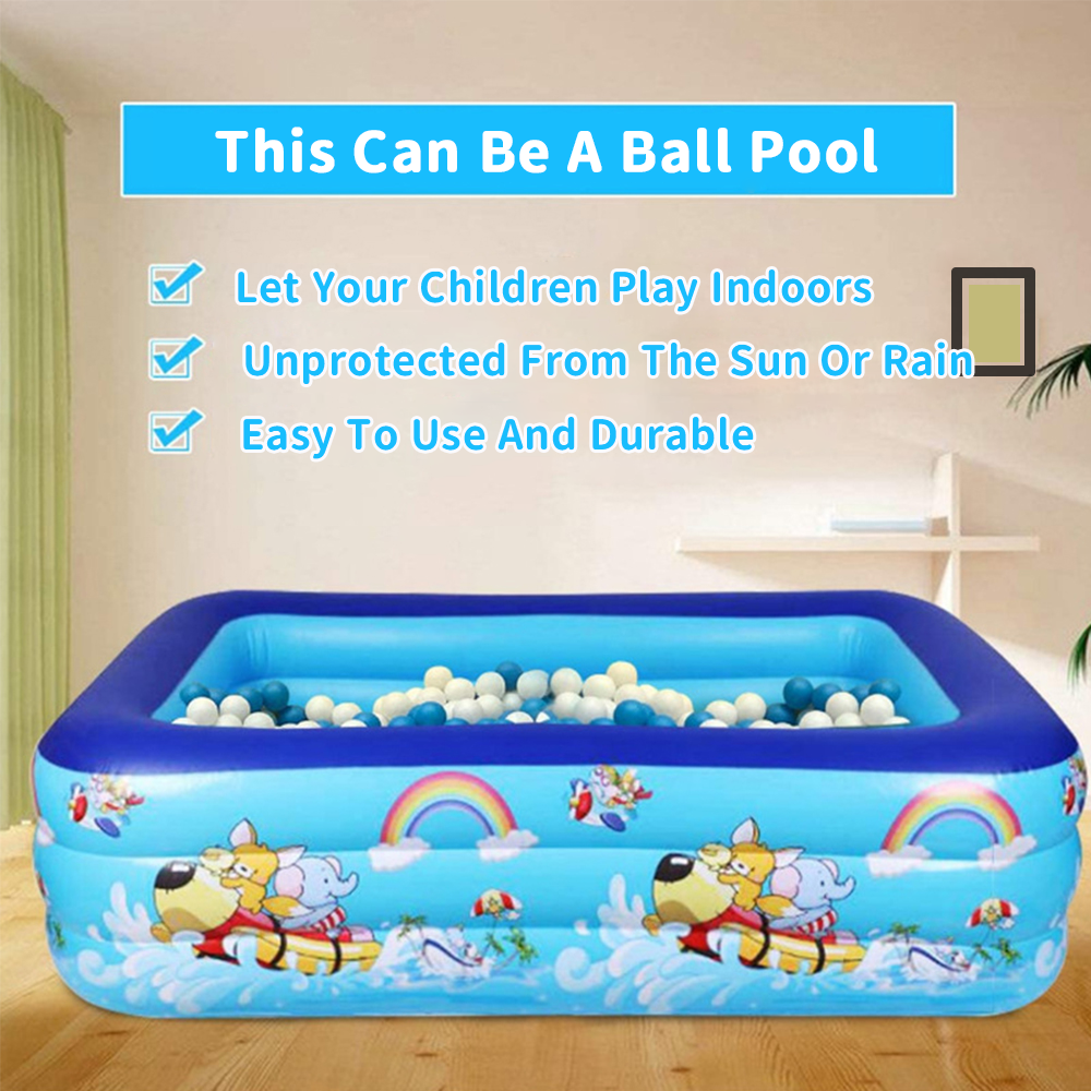 Inflatable Swimming Pool For Kids With Air Pump Portable Rectangular ...