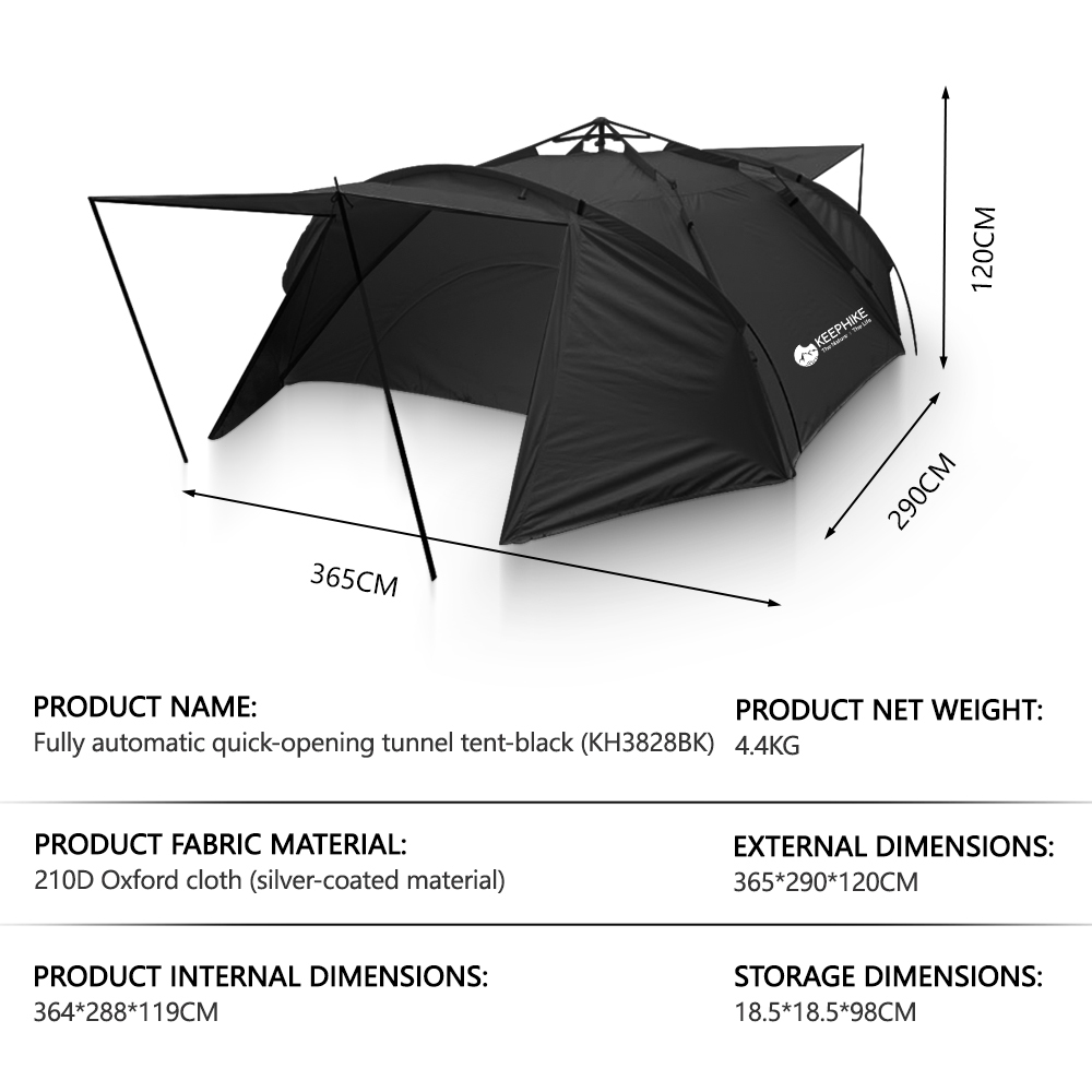 KEEPHIKE portable tunnel tent outdoor camping overnight anti-rainstorm ...