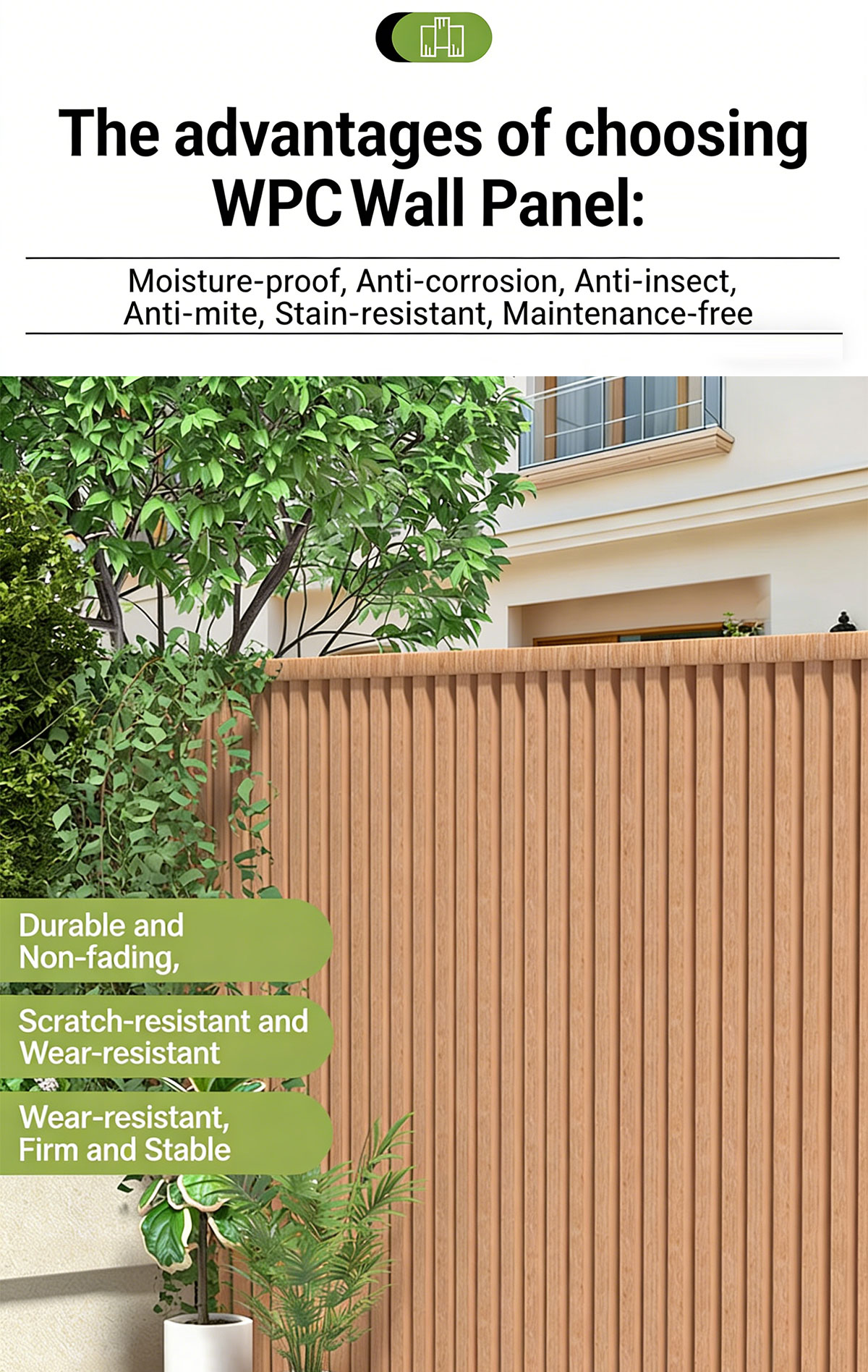 Harder than a coconut tree wpc grille wall panel fluted No deformation ...