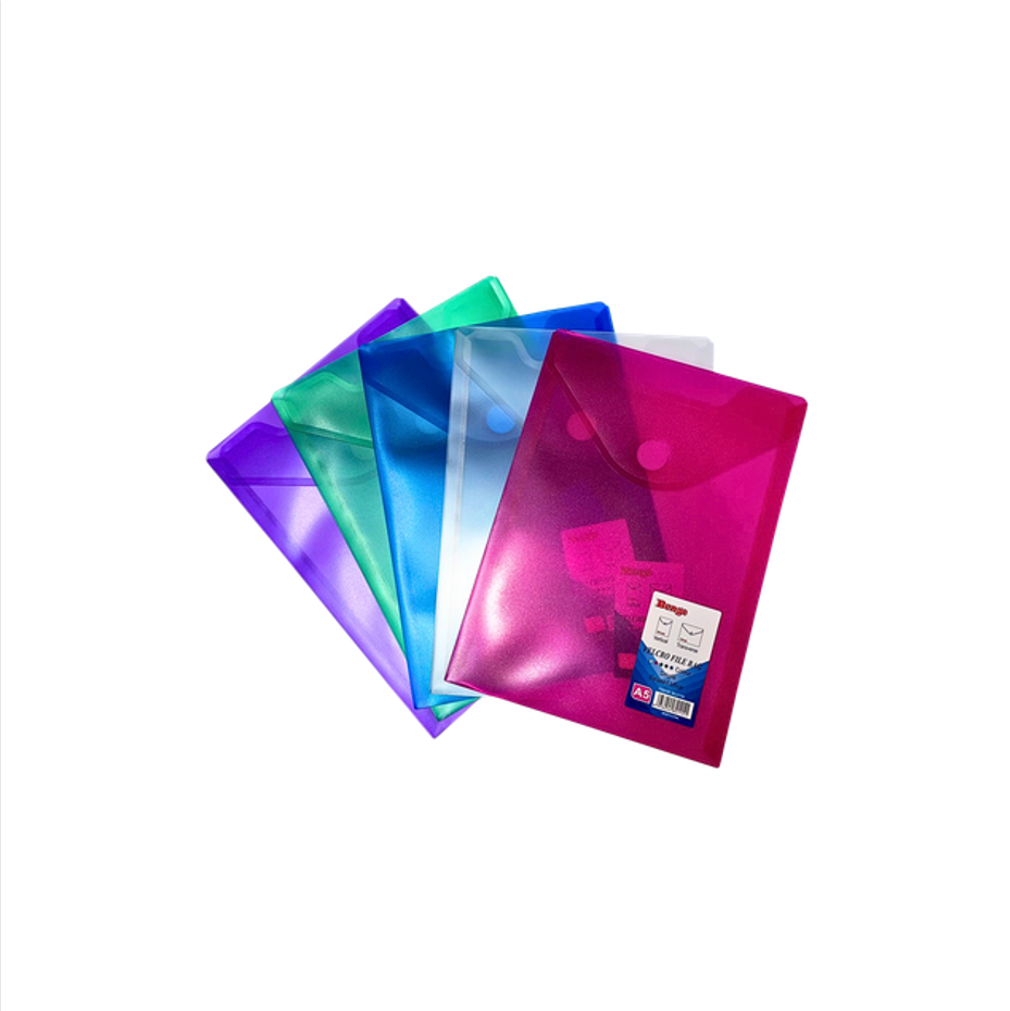 Velcro File Bag Plastic Document Envelope Velcro File Bag Size A5 and ...