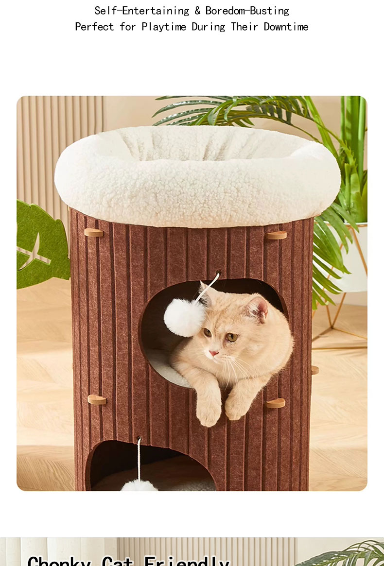 PG Felt Cat Tree House Condo Stackable Cat Nest Tunnel Scratch-Proof ...