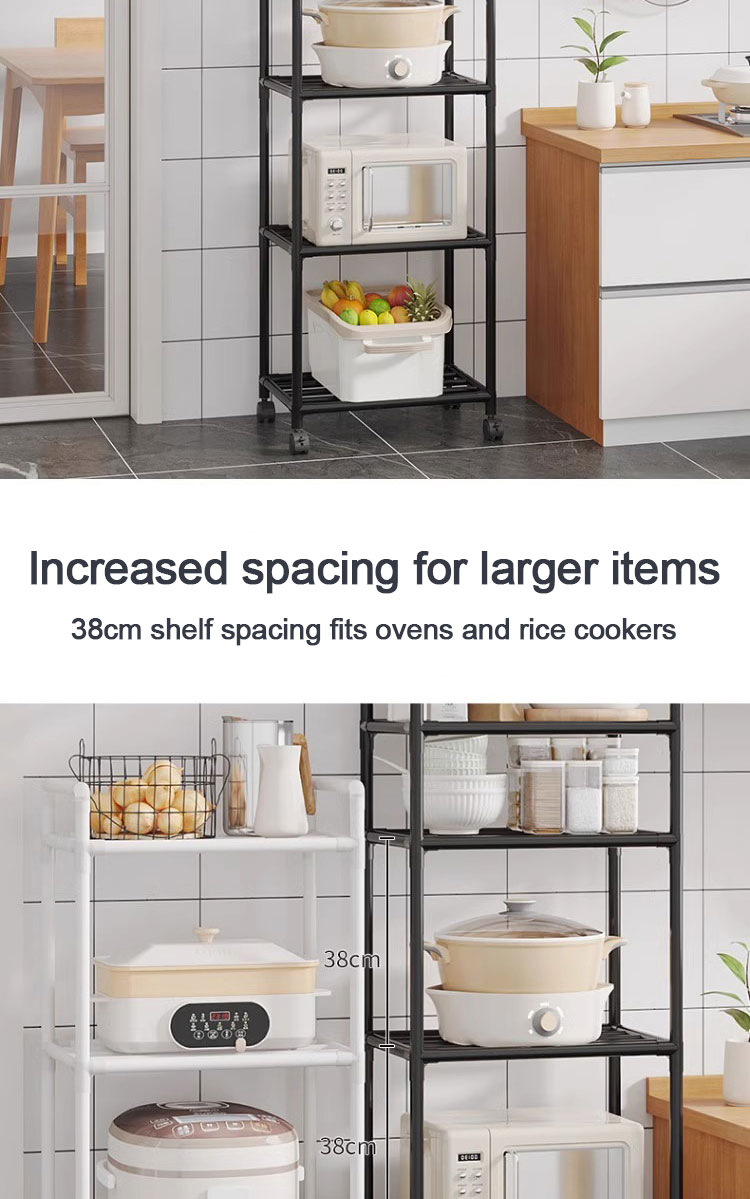 Kitchen Storage Rack Pantry Open Shelf Anti-Fall Rail Easy Assemble ...