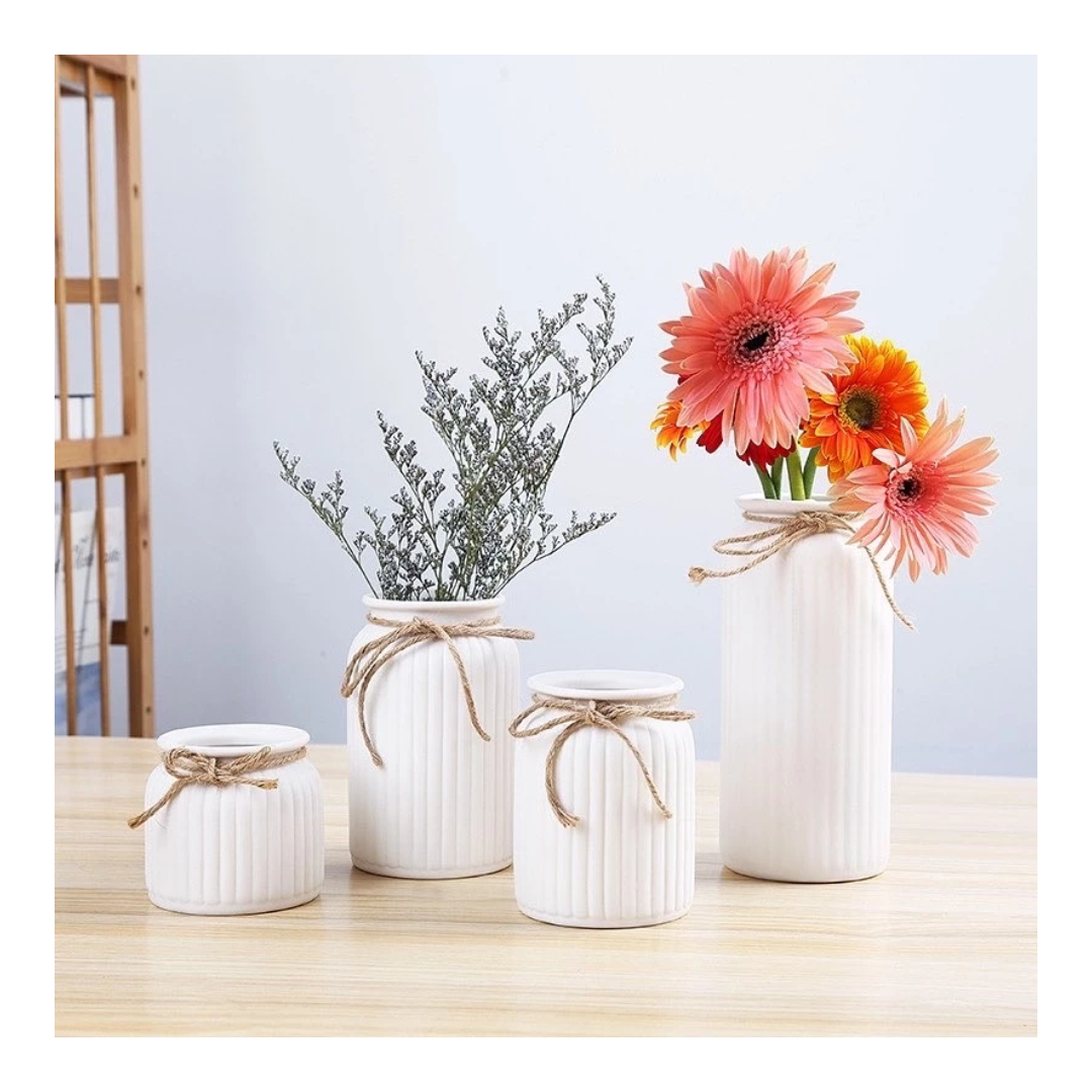 Decorative Vase with Jute Rope Top | Ceramic Flower Pot for Centre ...