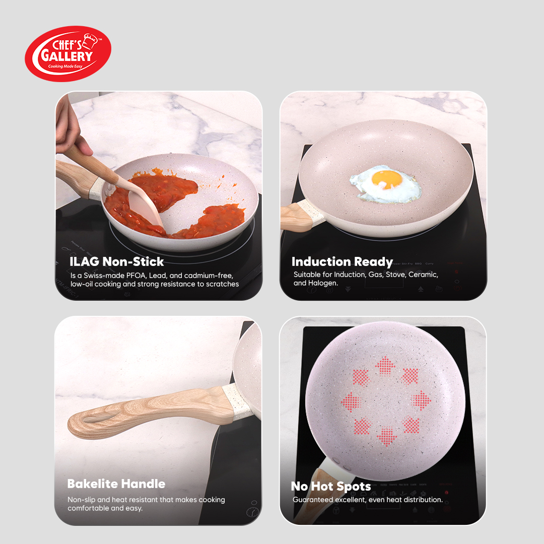 Chef's Gallery Marble Frying Pan 26cm | ILAG Non-Stick | PFOA Free ...