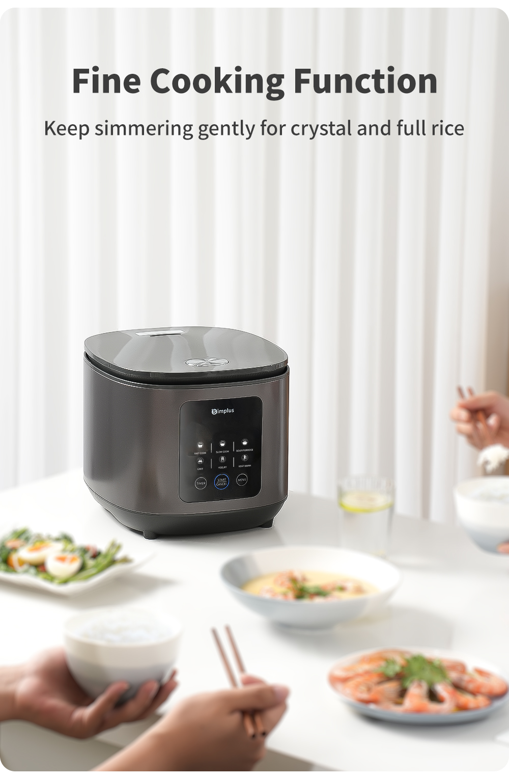 Simplus 4L Smart Touch Rice Cooker 24H Preset 6 Functions Cake & Yogurt ...