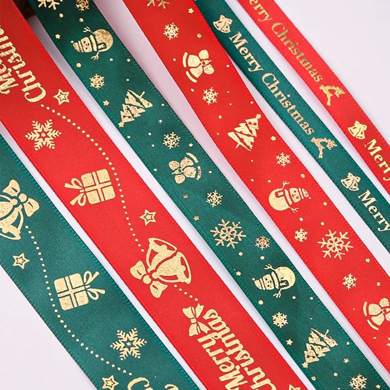 Christmas Ribbon For Chirstmas Tree and Gift Decor Green & Red Bronzing ...