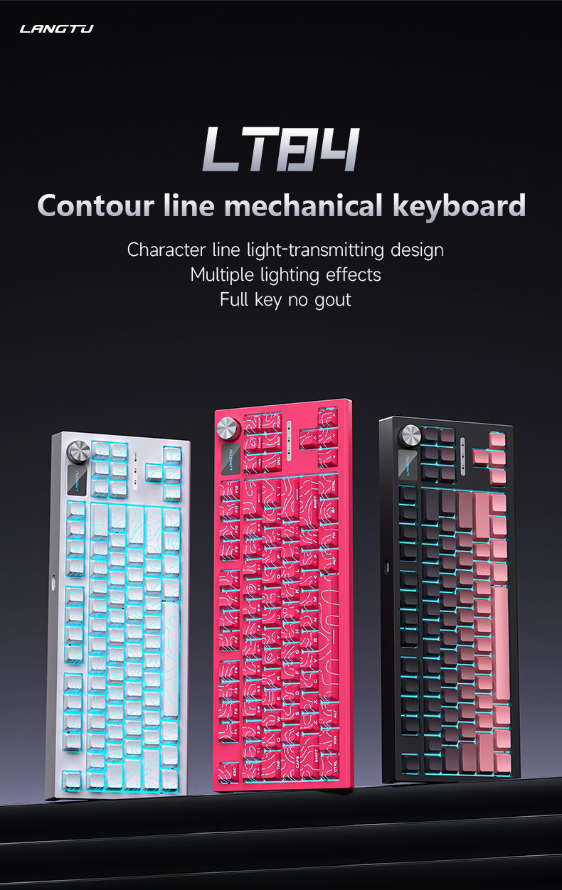 LANGTU LT84 Wired Mechanical Keyboard LogoScreen 5PIN Linear Switch Hot ...