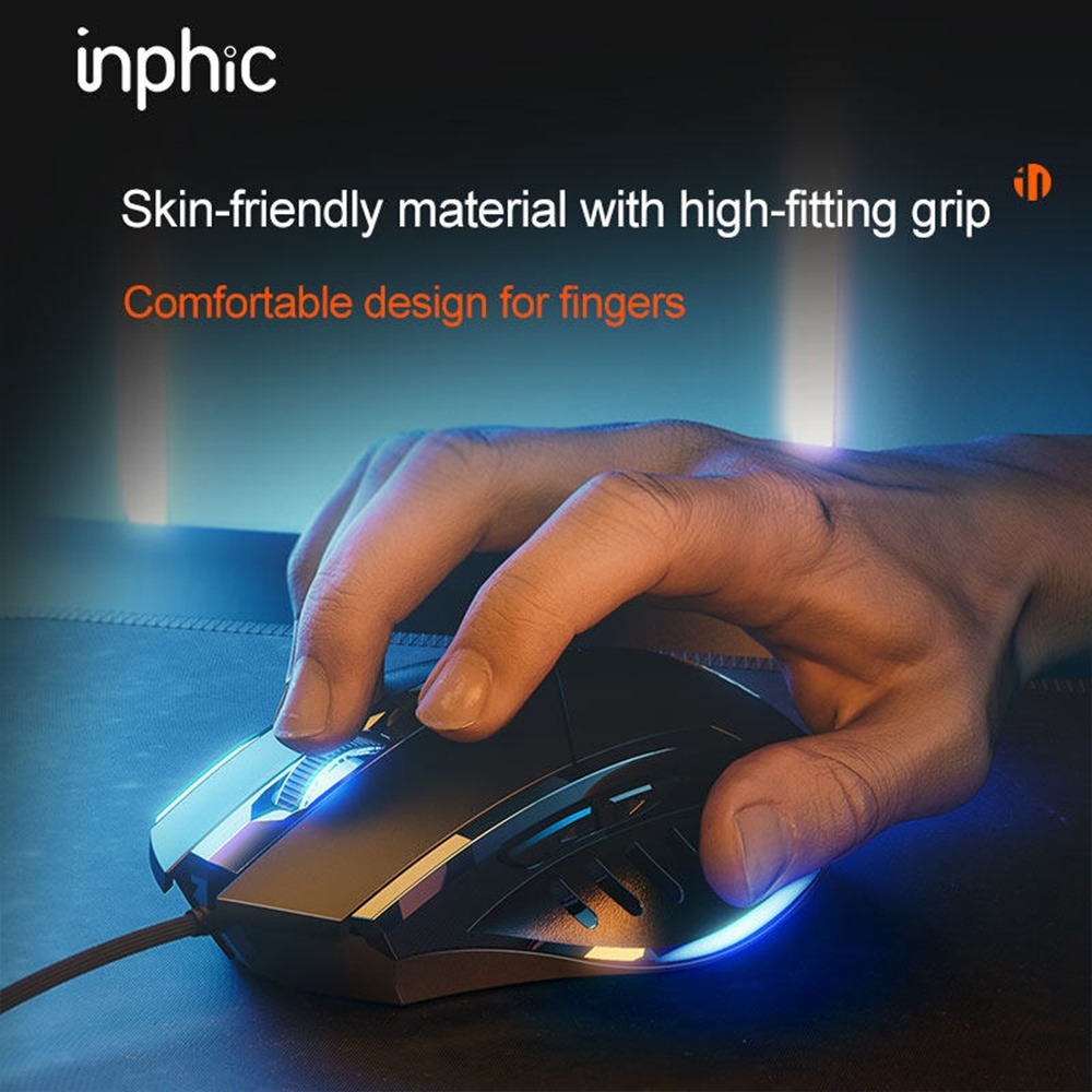 INPHIC W1 Gaming Mouse Wired 7200DPI Optical Mice 6 Programmable ...