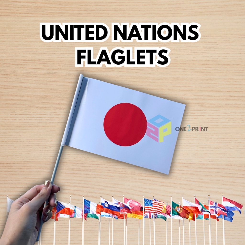 Glossy Handheld United Nations Flaglets | Back-to-Back Printed Country ...