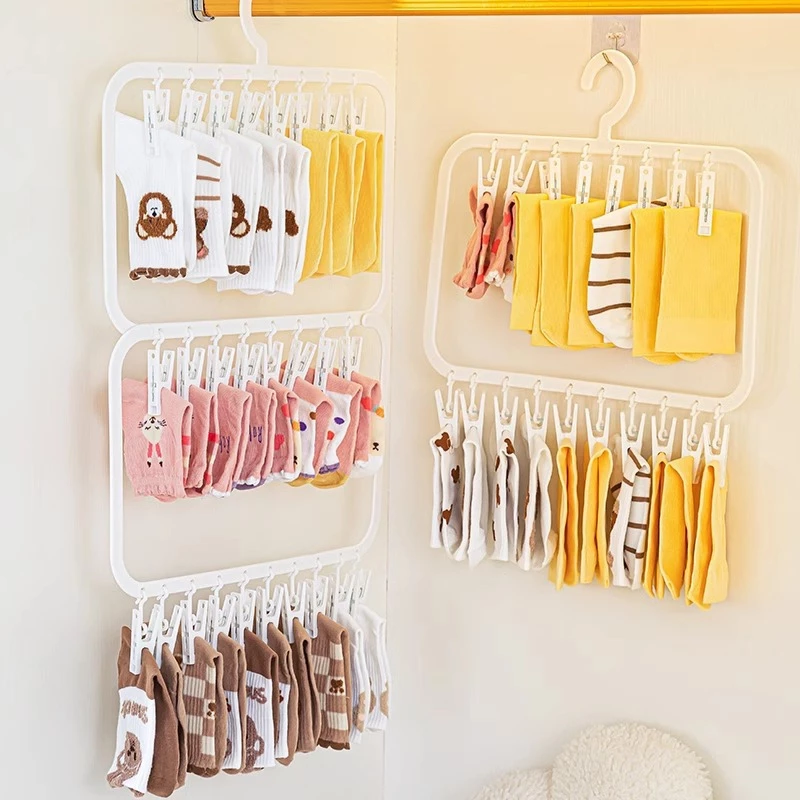 18/26 Multi-Clip Sock Storage Rack Saves Space Multi-Layer Sock Rack ...