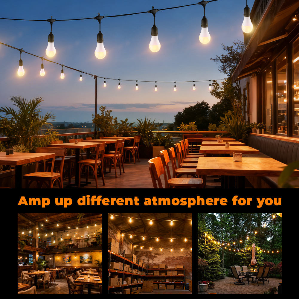 Waterproof String Lights Outdoor Garden Patio Hanging Light for Coffee ...