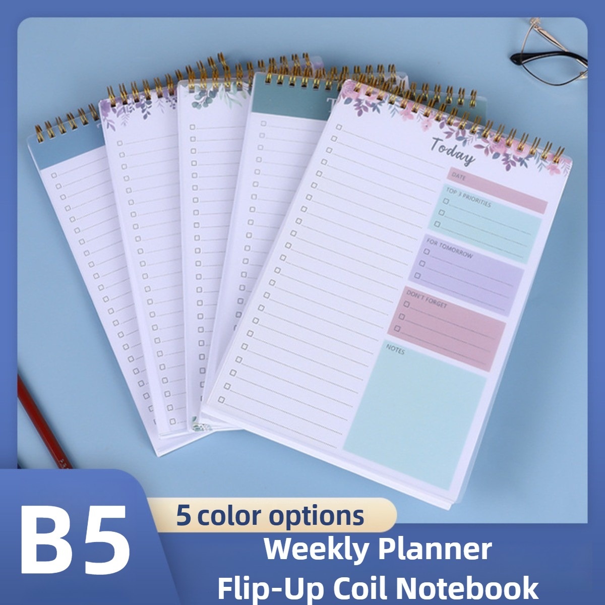 A5/B5 Weekly Planner Notebook Flip-Up Coil Writing Notepad Schedule ...