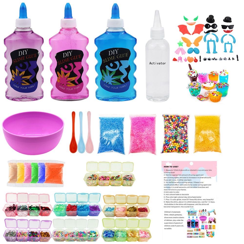 DIY homemade slime slime tool kit, colored clay and crystal clay set ...